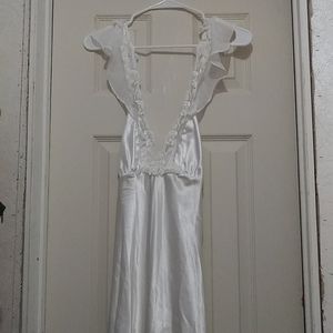 White silk and lace night gown